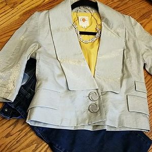 Tulle 3/4 Sleeve Silver Blazer